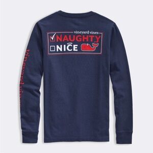 Vineyard Vines Naughty or Nice Christmas‎ Whale Long Sleeve Pocket Tee - Size XL